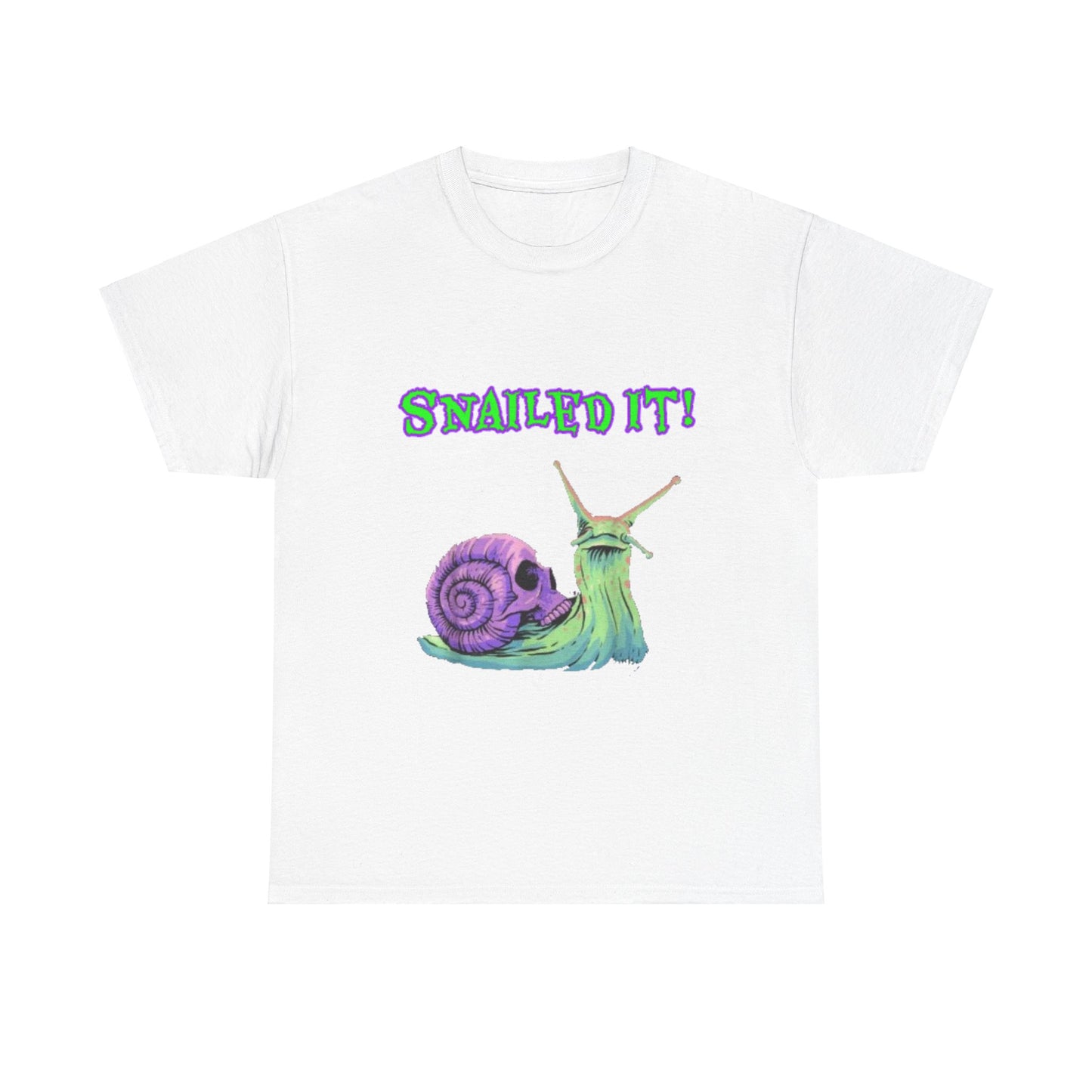 Snail Themed Unisex Heavy Cotton Tee - "Snailed It!" T-Shirt for Fun Loving Individuals