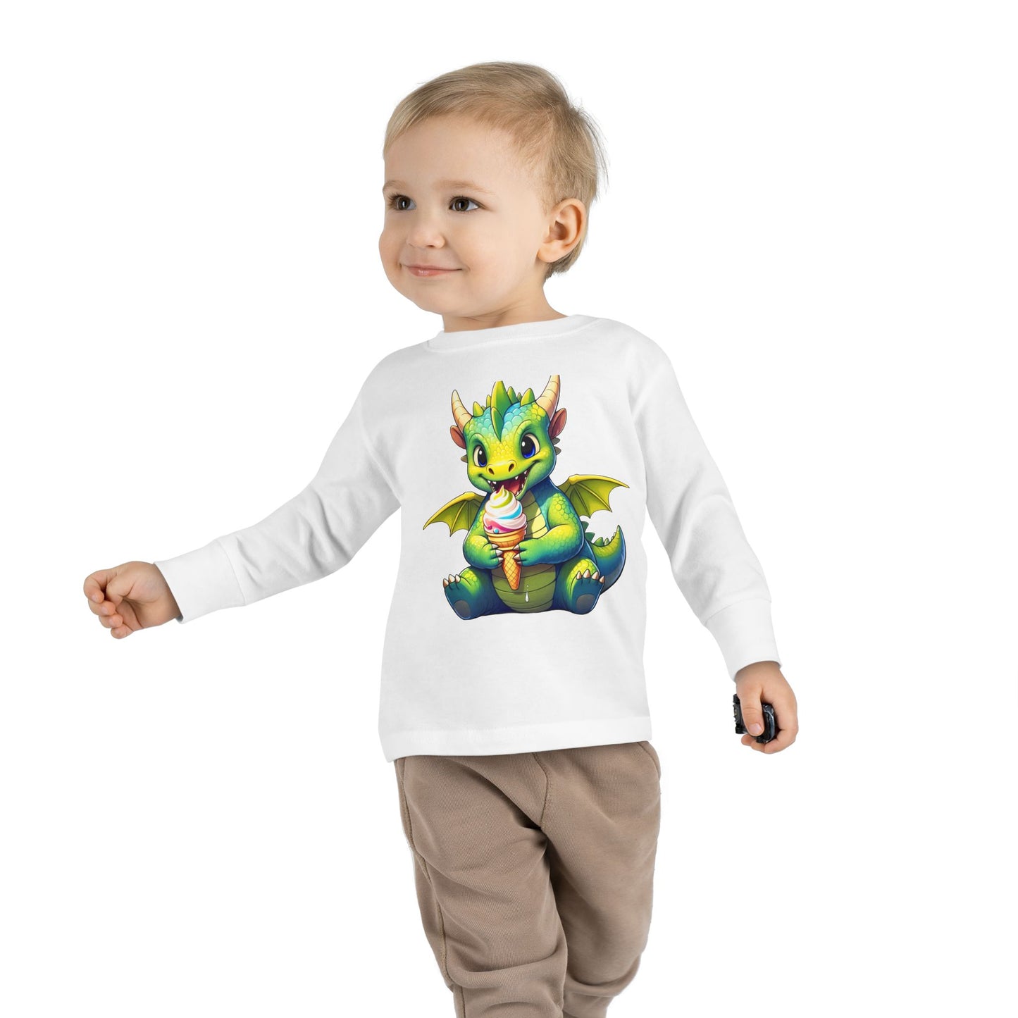 Cute Dragon Toddler Long Sleeve Tee - Perfect for Kids' Birthdays & Playtime