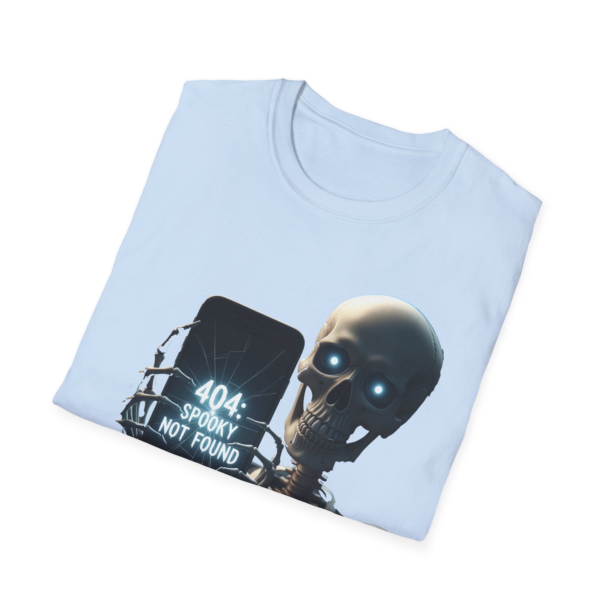 404 Spooky Not Found Skeleton T-Shirt, Halloween Tee, Unisex Graphic Shirt, Casual Wear, Fun Halloween Gift
