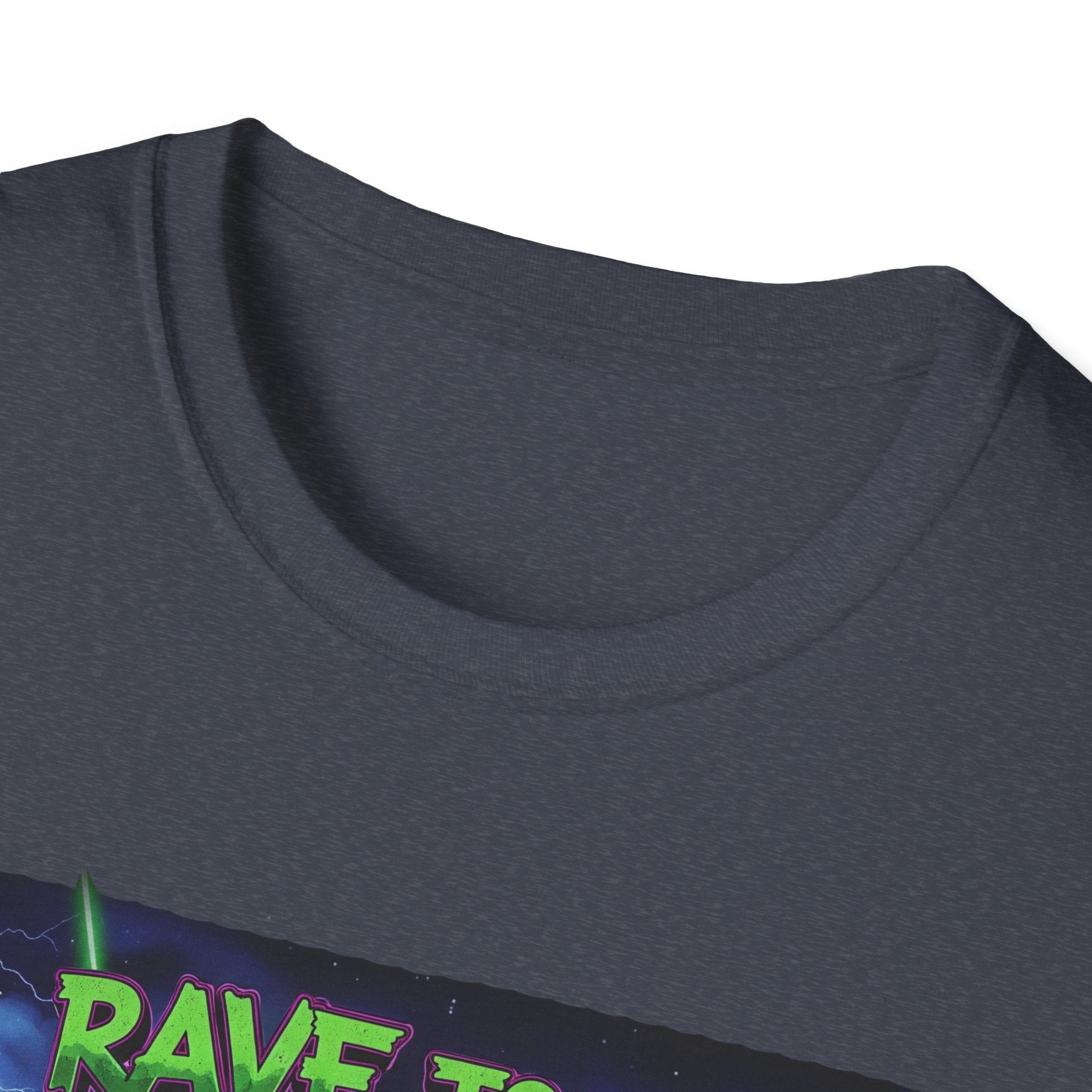 Rave to the Grave Unisex Softstyle T-Shirt | Festival Tee, Edgy Graphic Shirt, Concert Outfit, Alternative Apparel, Unique Gift