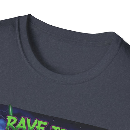 Rave to the Grave Unisex Softstyle T-Shirt | Festival Tee, Edgy Graphic Shirt, Concert Outfit, Alternative Apparel, Unique Gift