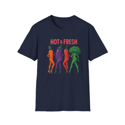 Hot & Fresh Vegetable Graphic T-Shirt, Fun Unisex Tee, Cute Foodie Gift, Summer Outfit, Vegan Fashion Statement