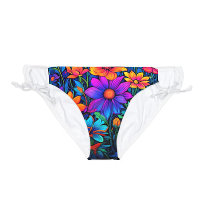 Psychedelic flower power child Loop Tie Side Bikini Bottom (AOP)