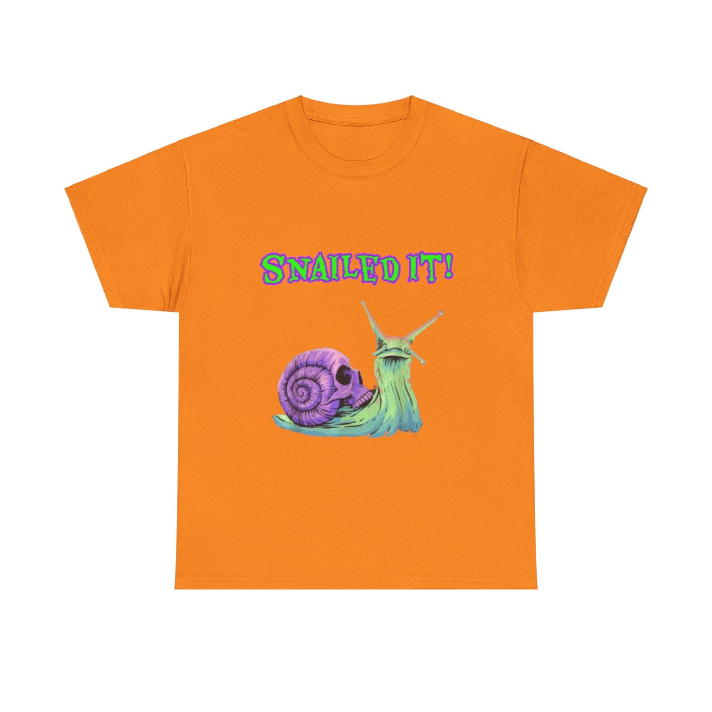 Snail Themed Unisex Heavy Cotton Tee - "Snailed It!" T-Shirt for Fun Loving Individuals