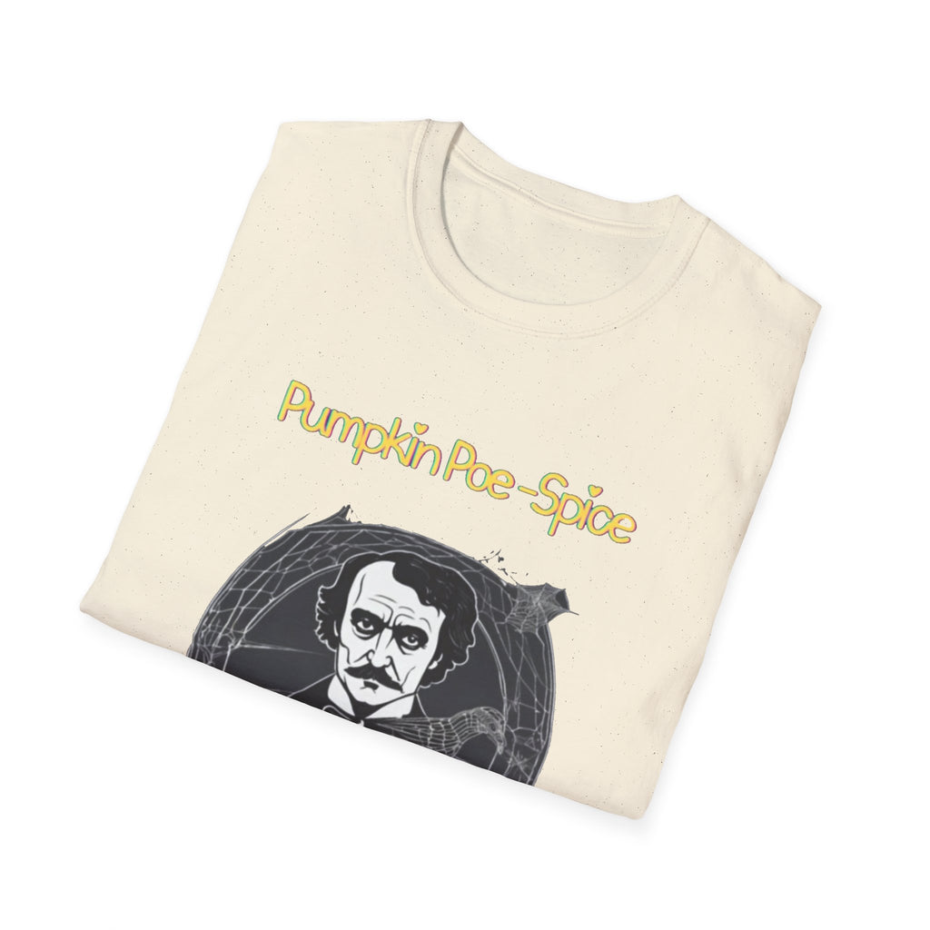 Pumpkin Poe-Spice Unisex Softstyle T-Shirt, Autumn Tee, Edgar Allan Poe Fans, Halloween Gift, Cozy Fall Apparel, Literary T-Shirt