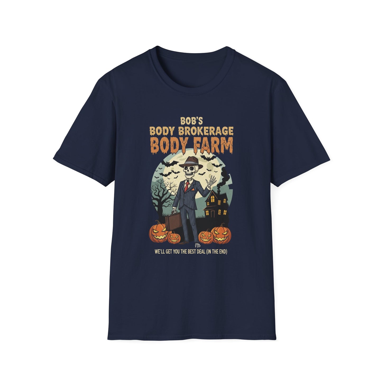 Halloween Bobs Body Brokerage Body Farm Best Deal In The End T-Shirt, Unisex Softstyle Tee, Body Farm Graphic Shirt, Halloween Party Wear, Unique Gift for Halloween Lovers