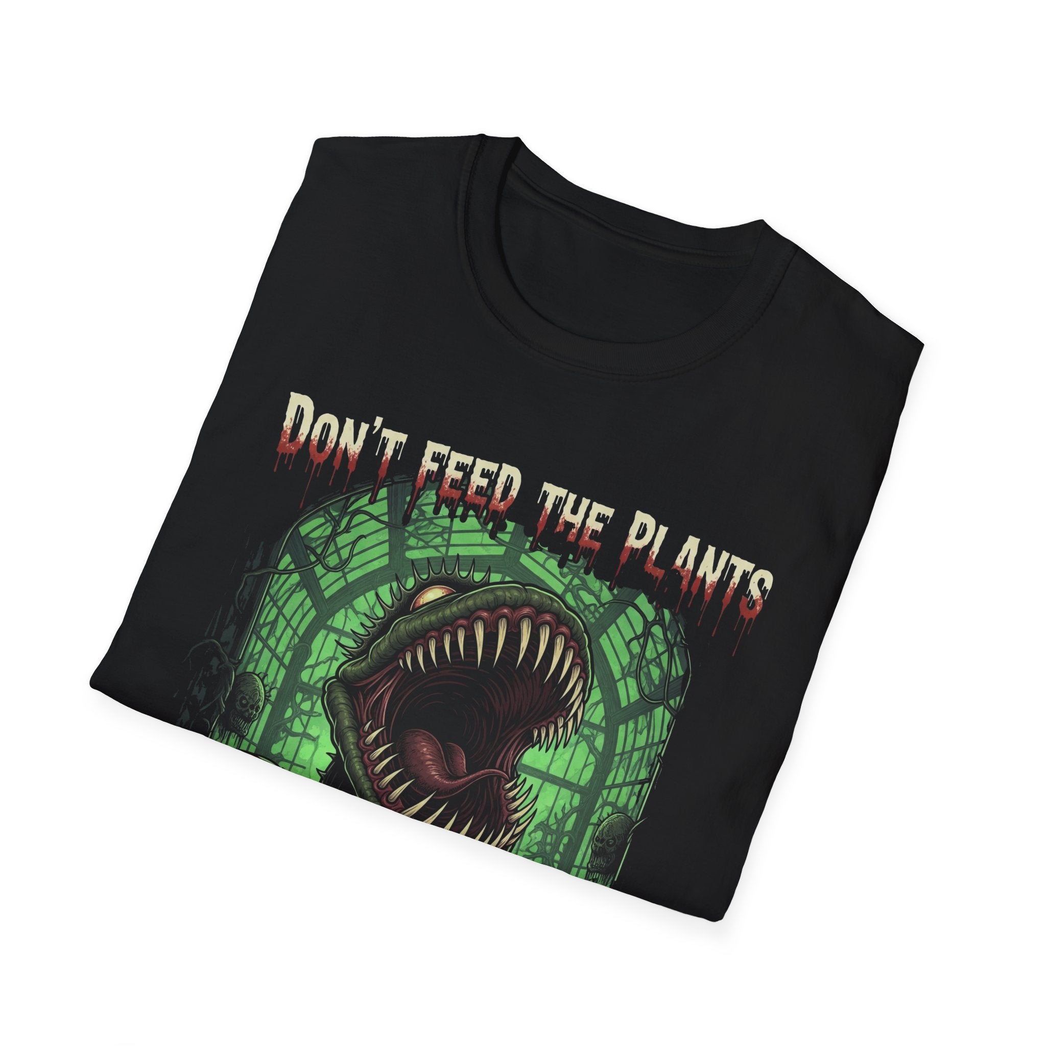 Don't Feed the Plants Unisex Softstyle T-Shirt, Horror T-Shirt, Halloween Shirt, Plant Lover Gift, Quirky Graphic Tee