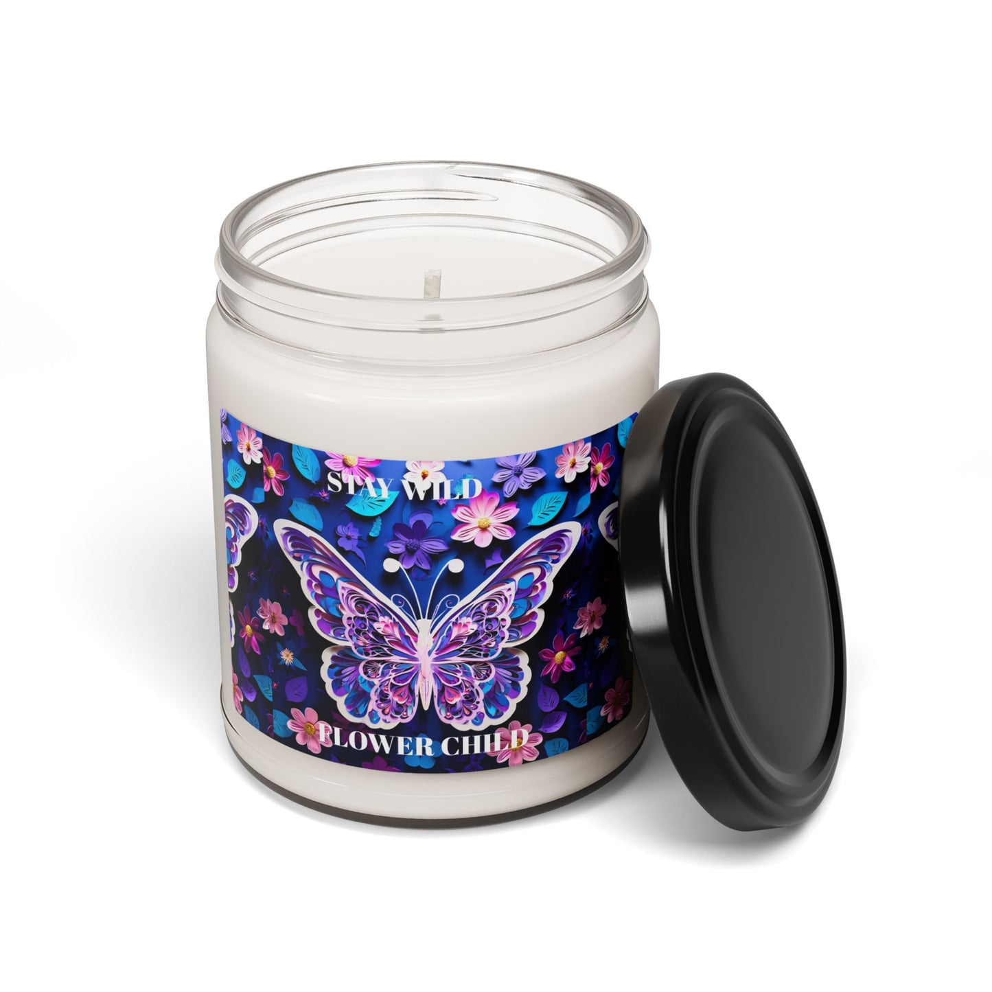 Butterfly Flower Child Scented Soy Candle - Stay Wild, 9oz