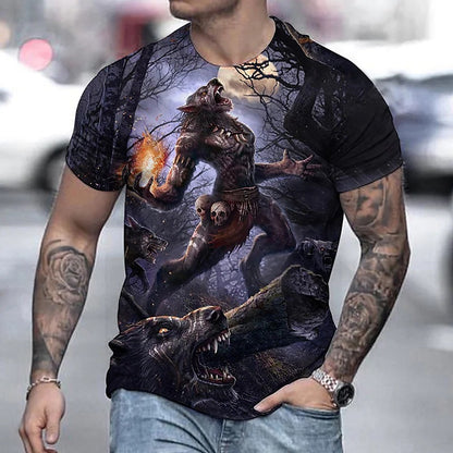 3D Animal Dragon Digital Printing Men's Short Sleeve