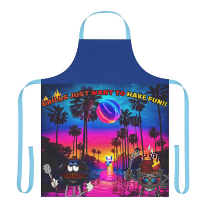 Grills Just Want To Have Fun! Apron, 5-Color Straps (AOP)