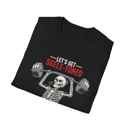Let's Get Skele-Toned Halloween T-Shirt | Funny Fitness Tee, Unisex Halloween Apparel, Spooky Gym Shirt, Skeleton Workout Top, Unique Gift
