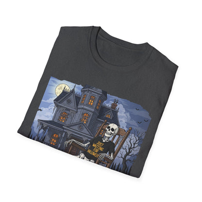 Just Waiting For Halloween Graphic Tee, Unisex Softstyle T-Shirt, Spooky Season Outfit, Perfect for Halloween Parties, Autumn Vibes, Casual Wear