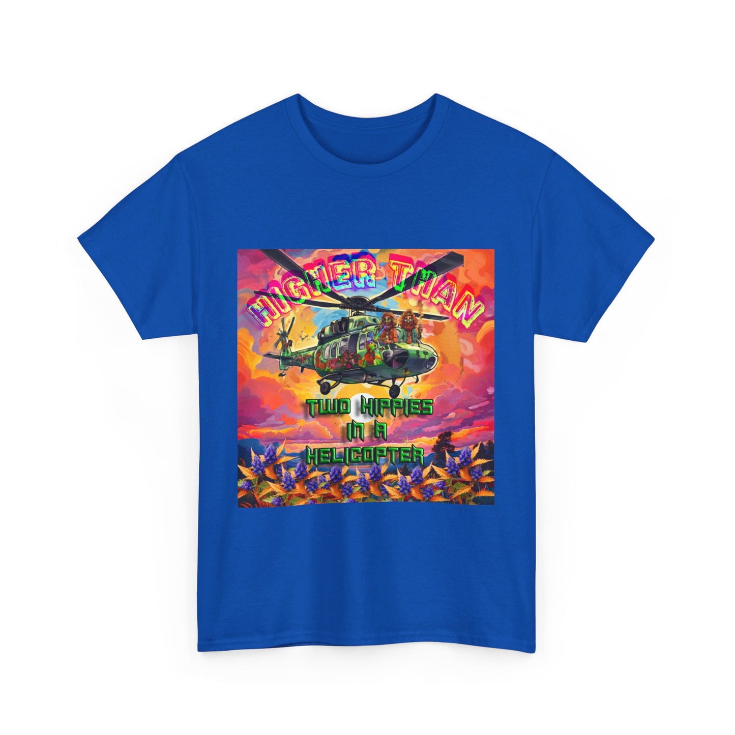 Higher Than A Hippie On A Helicopter Unisex Heavy Cotton Tee