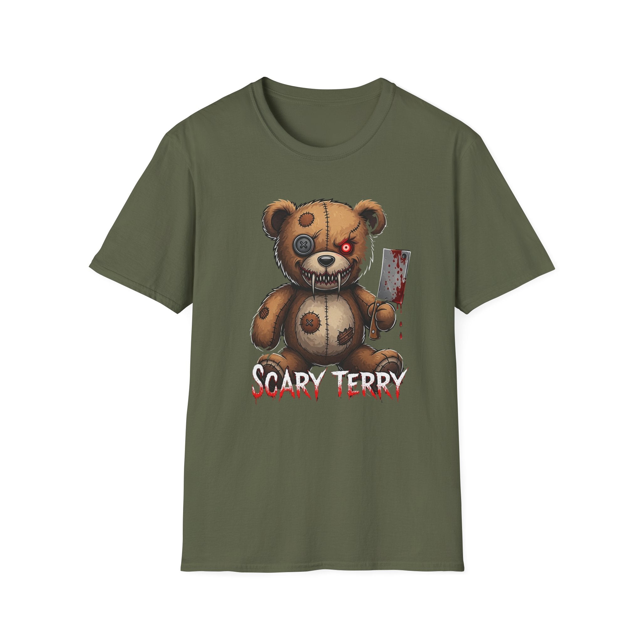 Scary Terry Unisex Softstyle T-Shirt, Funny Graphic Tee, Horror Shirt, Gift for Halloween, Casual Wear, Unique Gift