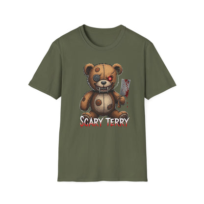 Scary Terry Unisex Softstyle T-Shirt, Funny Graphic Tee, Horror Shirt, Gift for Halloween, Casual Wear, Unique Gift