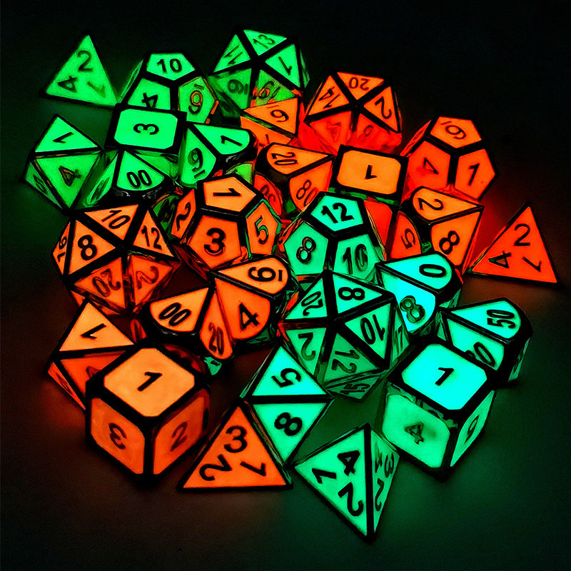 Luminous metal faceted dice