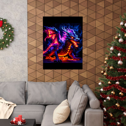 UV Black Light Reactive Neon Glow Dragon Matte Vertical Posters