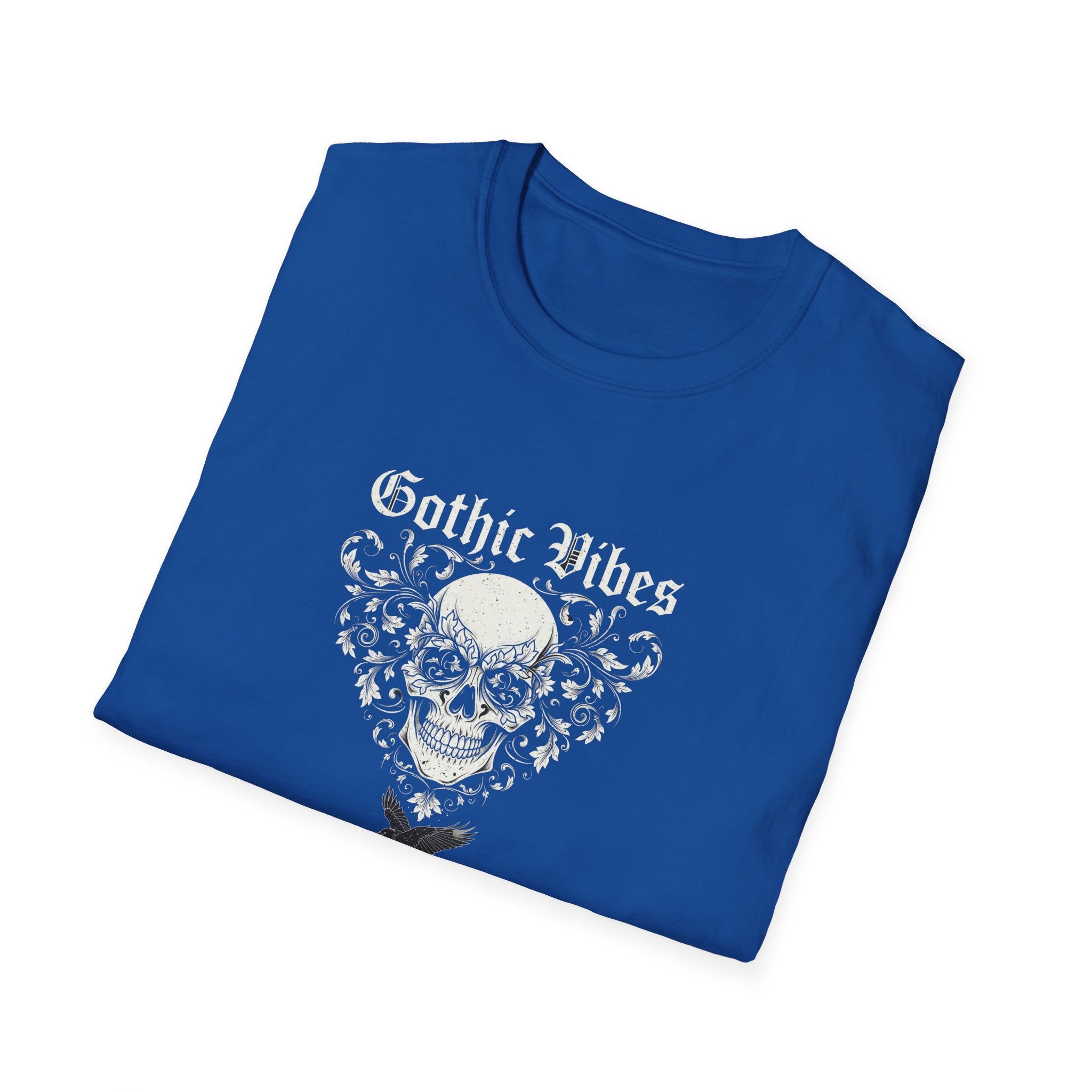 Gothic Vibes T-Shirt, Unisex Softstyle Tee for Alternative Style, Dark Aesthetic Apparel, Great for Festivals and Halloween