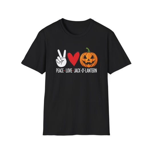 Fall Vibes Graphic T-Shirt, Pumpkin Love Tee, Unisex Halloween Shirt, Peace Love Pumpkin, Autumn Fashion Top