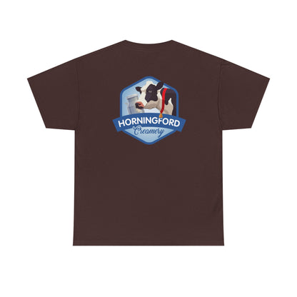 Horningford Creamery Unisex Heavy Cotton Tee - Farm Fresh Design with Cow Graphic