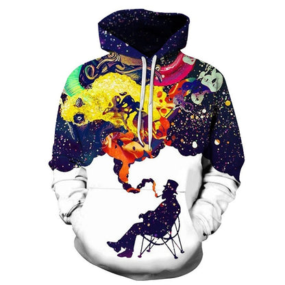 3D Spoof Smoking Male Hooded Sweater Creative Explosion Models Casual Men And Women Fashion Sweater