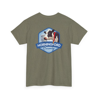 Horningford Creamery Unisex Heavy Cotton Tee - Farm Fresh Design with Cow Graphic