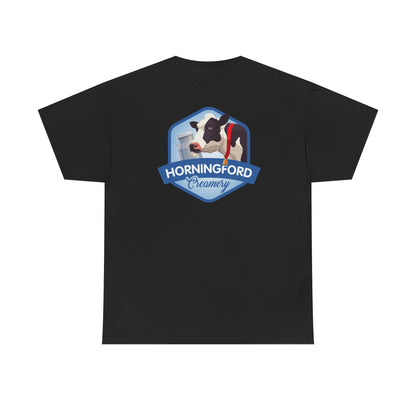 Horningford Creamery Unisex Heavy Cotton Tee - Farm Fresh Design with Cow Graphic