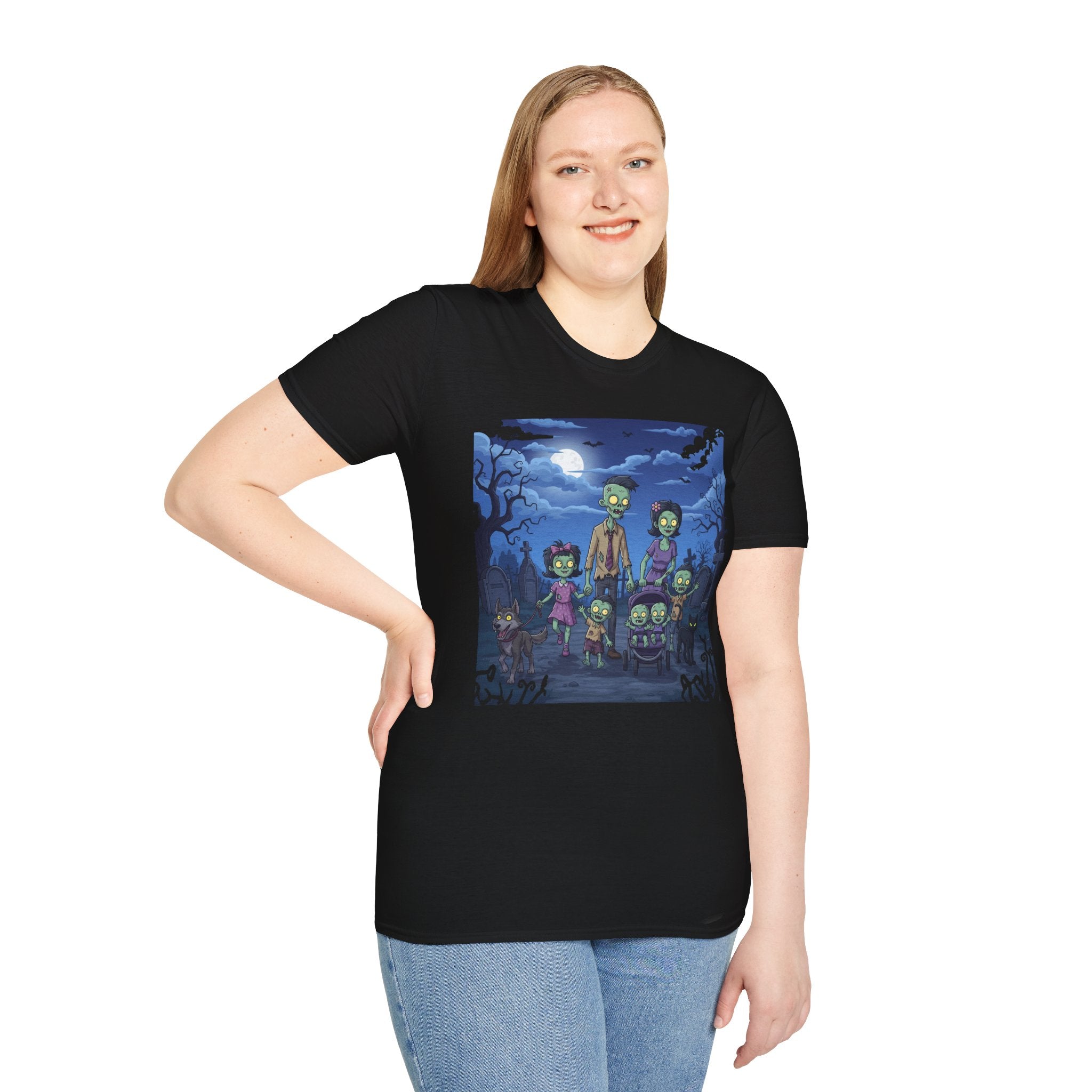 Zombie Family Halloween T-Shirt, Unisex Softstyle Tee for Men & Women, Funny Halloween Gift, Spooky Costume Top, Perfect for Halloween [...]