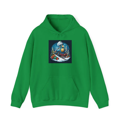 Christmas Train Hoodie – Festive Unisex Heavy Blend Sweatshirt for Holiday Cheer