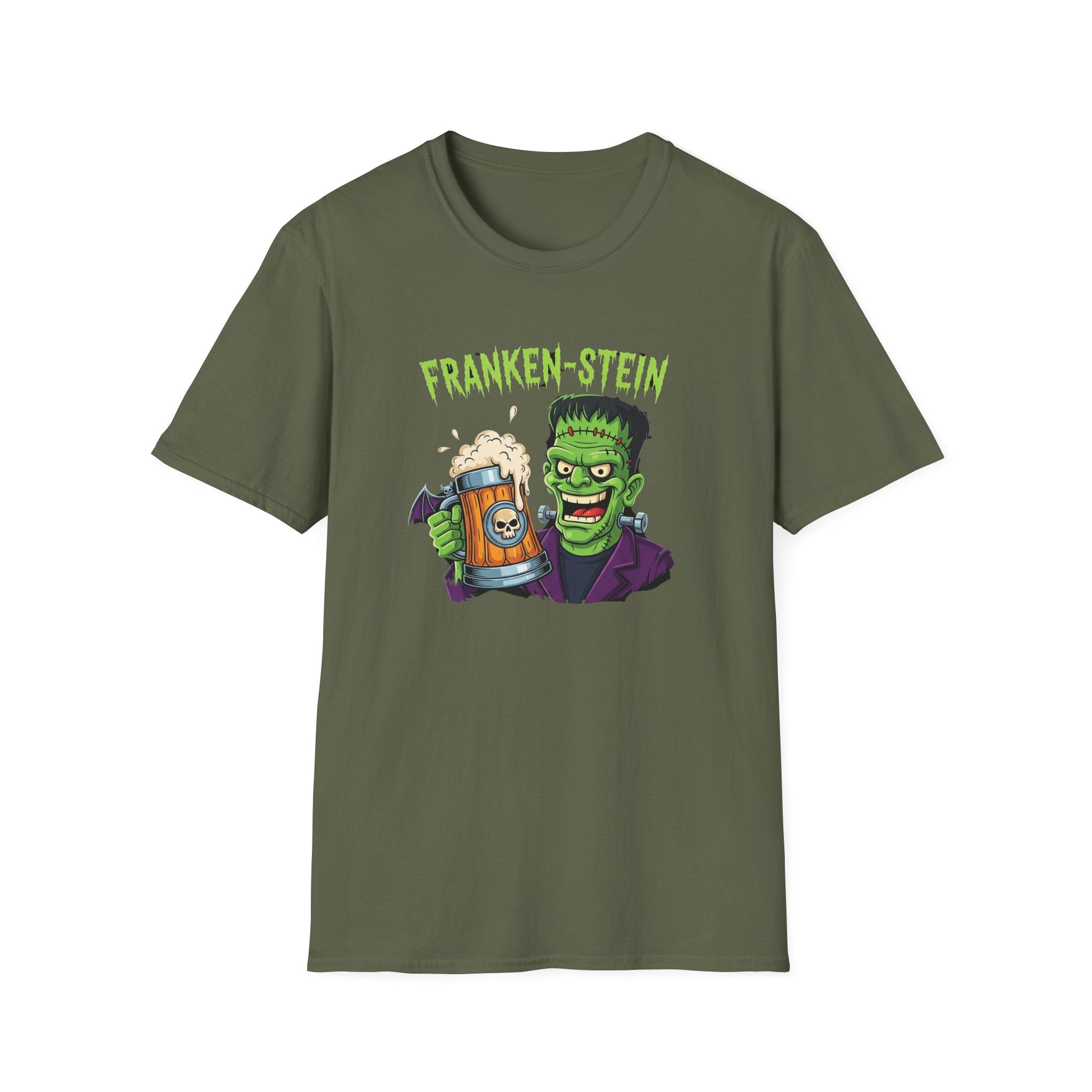 Franken-stein Beer T-Shirt, Spooky Halloween Apparel, Unisex Graphic Tee, Monster Mash Party Shirt, Halloween Costume Top, Beer Lover Gift