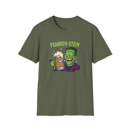 Franken-stein Beer T-Shirt, Spooky Halloween Apparel, Unisex Graphic Tee, Monster Mash Party Shirt, Halloween Costume Top, Beer Lover Gift