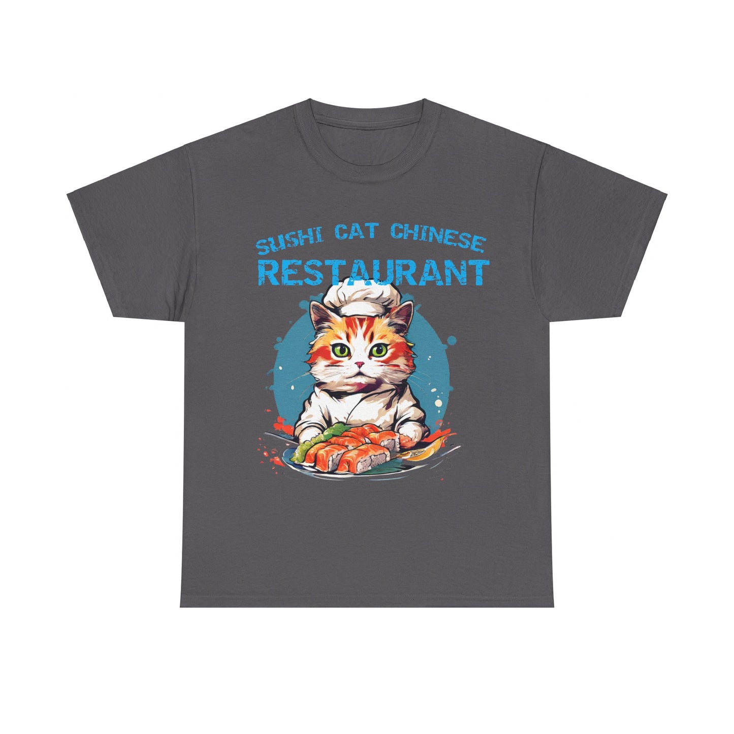 Sushi Cat Chinese Unisex Heavy Cotton Tee