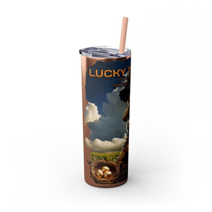 Lucky The Goose Skinny Tumbler with Straw, 20oz