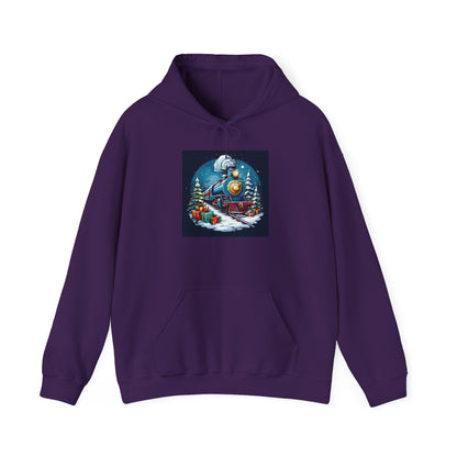 Christmas Train Hoodie – Festive Unisex Heavy Blend Sweatshirt for Holiday Cheer