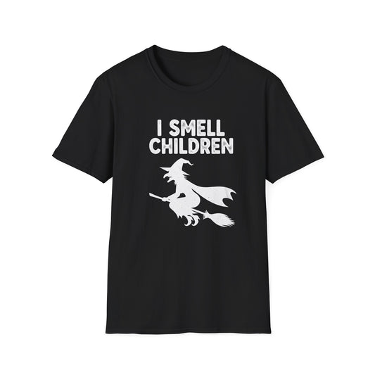 Funny I Smell Children Witch Parity Unisex Softstyle T-Shirt - I Smell Children, Gift for Parents, Humor Tee, Casual Wear, Halloween Party, Fun Outfit