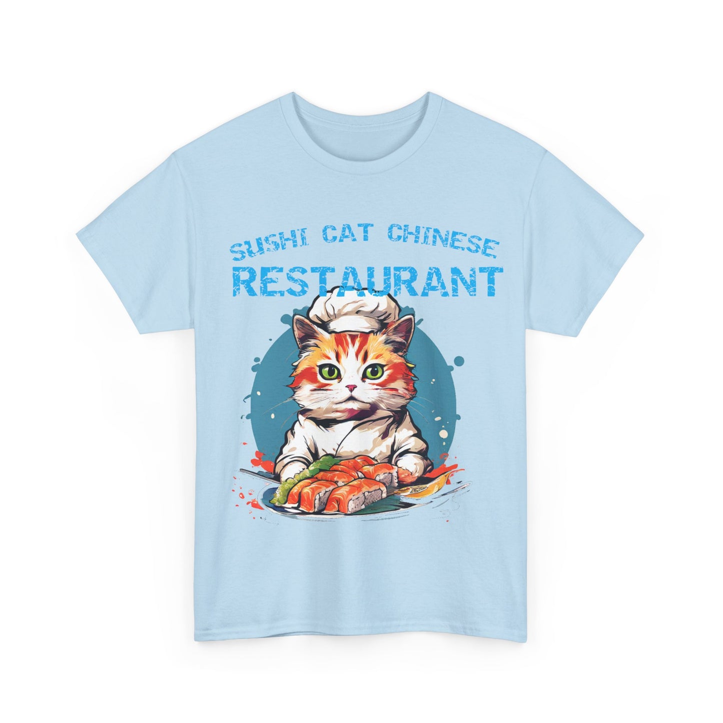 Sushi Cat Chinese Unisex Heavy Cotton Tee