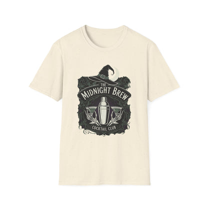 Midnight Brew Cocktail Club T-Shirt | Unisex Softstyle Tee, Barware Lovers Gift, Cocktail Party Attire, Fun Drinking Shirt, Night Out Wear