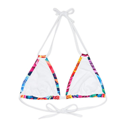 Bright Flowers 1 Strappy Triangle Bikini Top (AOP)