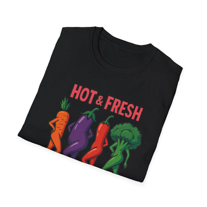 Hot & Fresh Vegetable Graphic T-Shirt, Fun Unisex Tee, Cute Foodie Gift, Summer Outfit, Vegan Fashion Statement