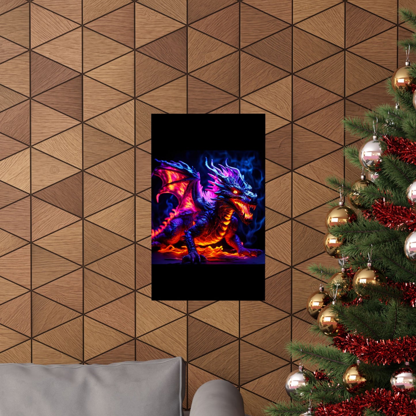 UV Black Light Reactive Neon Glow Dragon Matte Vertical Posters