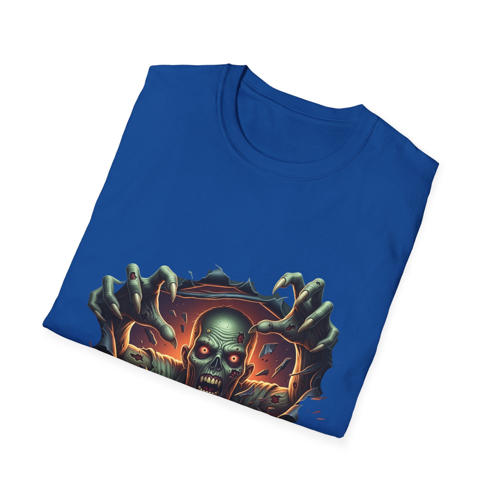 3D Spooky Zombie Graphic T-Shirt, Halloween Shirt, Unisex Softstyle Tee, Gift for Horror Fans, Casual Wear, Creepy Apparel