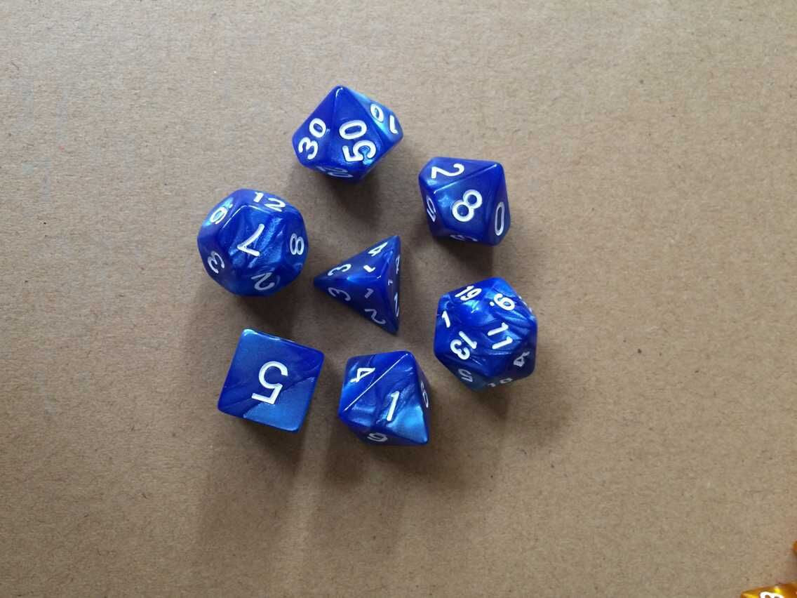 7 sets of multi faced digital dice.