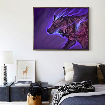 Diamond Painting Purple Wolf Full 3D Diamond Painting Beading Rhinestone Embroidery