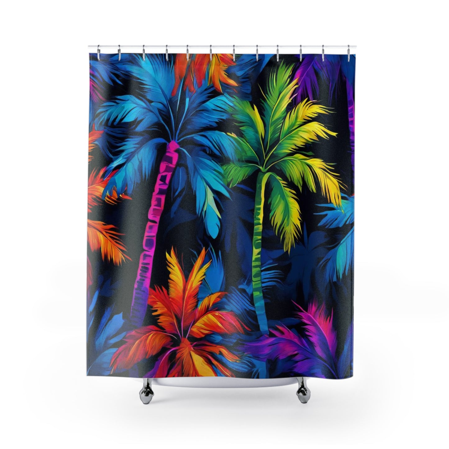 Dark Palm Shower Curtains