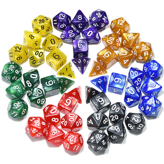 7 sets of multi faced digital dice.