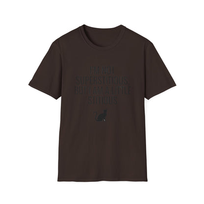 Fun Cat-Themed T-Shirt, I'm Not Superstitious, Halloween Apparel, Gift for Cat Lovers, Quirky Graphic Tee, Everyday Comfort