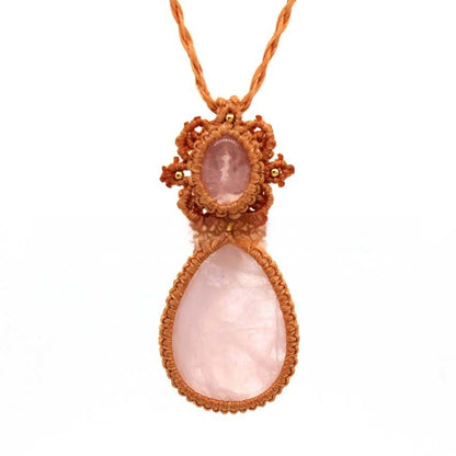 Amethyst Drop-shaped Hand-woven Adjustable Pendant Necklace