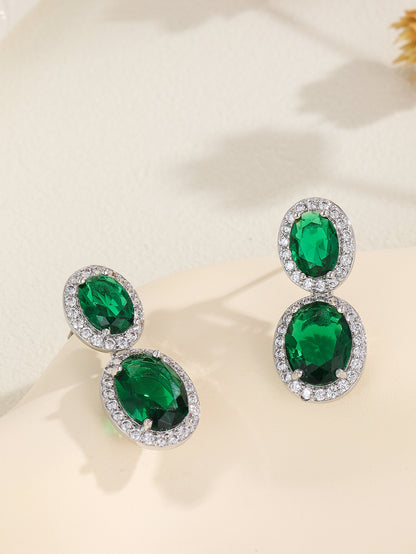 Oval Color Zircon SATINE Popular Fashion Earrings Advanced