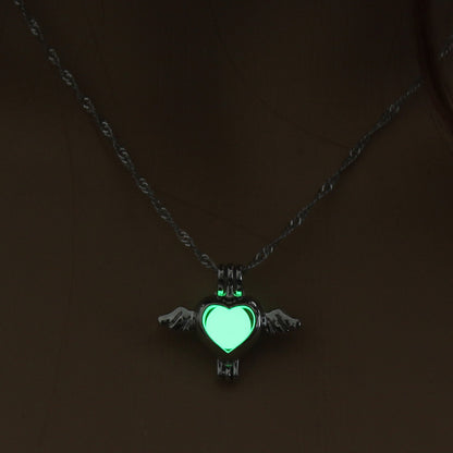 Glow-in-the-dark Angel Wing hollowed-out diy necklace