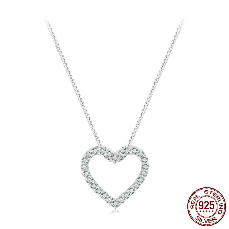 Heart-shaped Moissanite Necklace Simple Classic S925 Sterling Silver